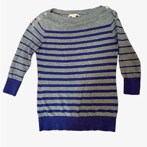 Banana Republic Factory Gray and Blue Crew Neck Sweater